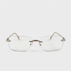 Klassische vintage rahmenlose lesebrille für herren und damen mit leichtem metallrahmen.