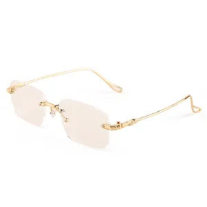 Vintage Goldene Lesebrille Rimless Luxus Designer Stil Herren Damen Brillengestell Neu
