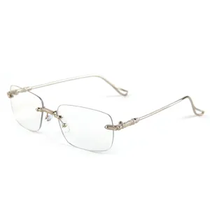 Vintage rahmenlose Lesebrille für Damen und Herren mit klaren Gläsern im Retro Stil