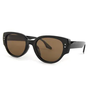 Lunettes de soleil rétro à monture épaisse œil de chat pour femmes et hommes chic noir