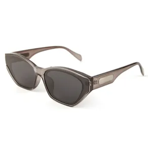 Retro polarized cat-eye sunglasses for women and men, grey frame, stylish UV protection.