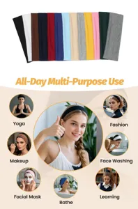 Solid color yoga headband detail, elastic hair band for daily sports, makeup, and face wash.