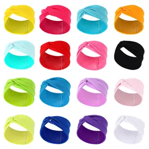 Breites Knoten Stirnband elastisches Kreuz Haarband einfarbig Mode Haarschmuck für Damen
