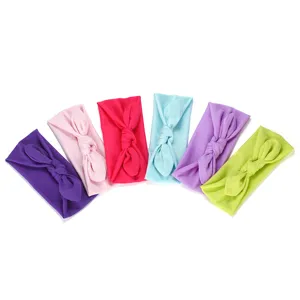 Colorful fabric bow headbands set, soft baby hair accessories in various vibrant colors.