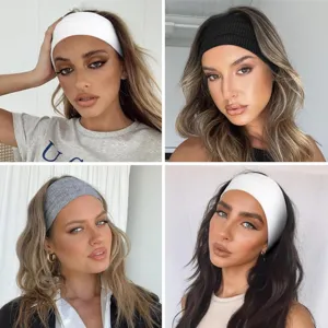 Solid color knit headband sports elastic sweatband fitness hair band for women daily wear