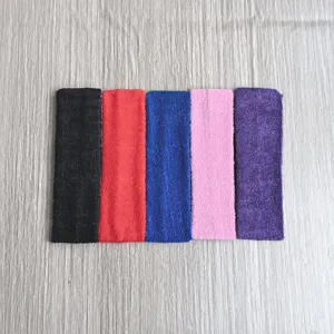Detailed view of colorful terrycloth sport headbands, soft cotton sweatbands for yoga and daily use.