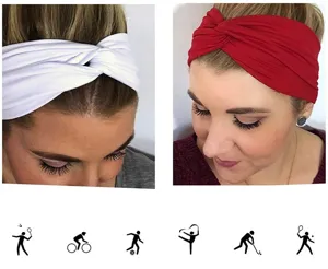 Europaeisches amerikanisches breites geknotetes Haarband elastisches einfarbiges Mode Haaraccessoire
