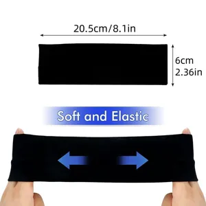Solid color sports headband detail, stretchy elastic sweat band for yoga, 20.5x6cm size.