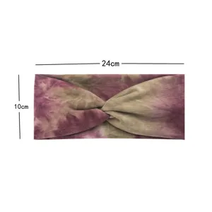 Fascia per capelli sportiva tie-dye da donna, fascia elastica larga yoga accessori.