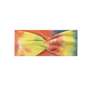 Vista dettagliata della fascia yoga tie-dye, fascia per capelli larga ed elastica per donne
