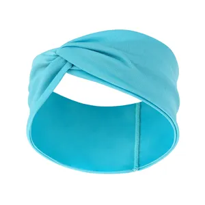 Türkisblaues Twist-Stirnband Detail, weiches Stoff Haaraccessoire für Alltag und Freizeit.