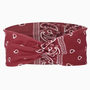 Red paisley twist headband for women elastic workout hairband stylish casual wide hair hoop