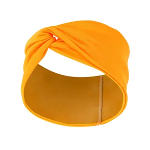 Oranger breiter Knoten Haarreif fuer Damen, stilvolles elastisches Haarband, bequemes Accessoire