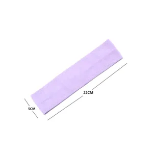 Detailed view of the light purple stretch sports yoga headband showing product dimensions.