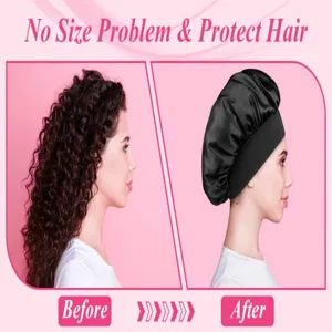 Breite Seiden Schlafmütze für lockiges Haar, bequeme Nachthaube für Damen Haarpflege und Schutz.