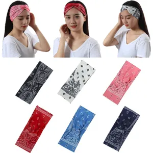 Elastic paisley headband women wide hair band vintage sweatband sport hair accessories