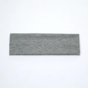 Grey solid color stretch sports headband for yoga, sweat-wicking wide hair band accessory.