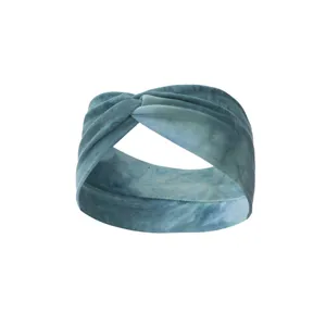 Fascia per capelli incrociata tie-dye yoga sport elastico largo accessorio donna.