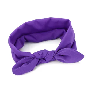 Purple fabric bow headband detail, soft material rabbit ear hair accessory for daily use.