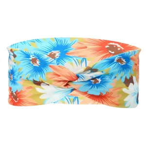 Bohemian floral twist wide sports headband elastic hair band for women casual wear