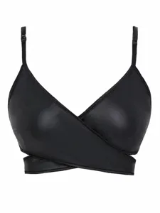 Black sexy wrap bralette wireless corset top for women apparel detail view fashion
