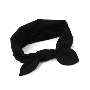 Black fabric bow headband rabbit ears hair band cute hair accessories for women daily wear