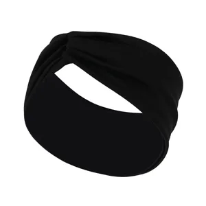 Schwarzes gedrehtes Stirnband für Damen, einfarbiges breites Haarband, stylisches Haaraccessoire.