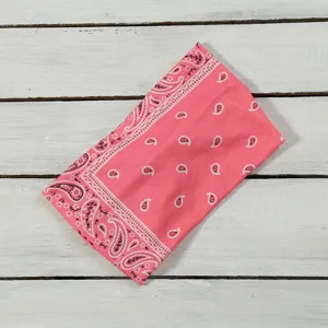 Pink paisley printed athletic headband, elastic crisscross hairband and stylish bandana.