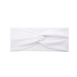 Fascia nodata a coste bianca, accessorio per capelli da yoga sportivo elastico, vista dettagliata