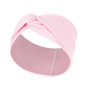 Rosa geknotetes Stirnband für Damen, breites elastisches Haarband Haarreif Accessoire.