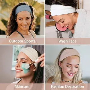 Solid color knit headband, elastic fitness hair band for sports, skincare and daily wear.