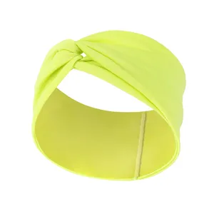 Neongelbes, gedrehtes, breites Stirnband für Damen, stilvolles, elastisches Haarband.