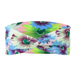 Colorful floral print twist headband wide bohemian hair band for sports and daily casual wear.