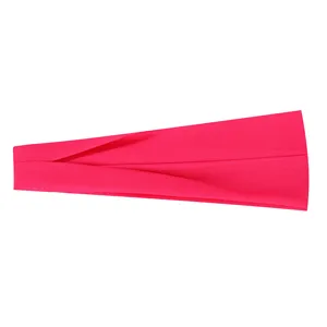 Einfarbiges pinkes Sportstirnband, elastisches saugfähiges Lauf- Fitness-Yoga-Haarband Detail.