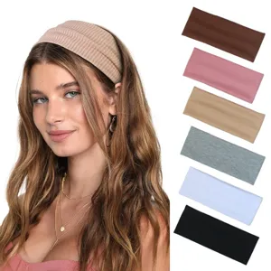Solid Color Knitted Headband Elastic Sports Sweatband Fitness Hair Band Casual Hair Accessories For Women
