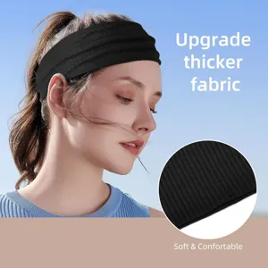 Solid color knitted sports headband for women, thick elastic fitness hair band, soft comfortable