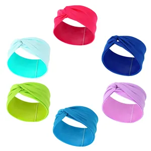 Buntes breites Stirnband Set mit Knoten, elastische Haarbaender fuer Damen Alltag und Sport.
