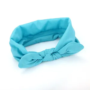 Blue fabric bow headband for women and girls, cute rabbit ear hair band for daily styling detail.