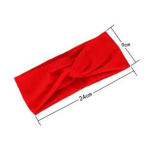 Rotes breites Knoten Stirnband für Damen, elastisches Kreuz Haarband Haarschmuck.