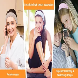 Comfortable elastic yoga headband for women and girls, sweat absorbent sports hair band for running.