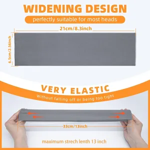 Grey elastic sports headband, stretchable and comfortable for yoga, running and fitness.