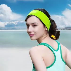 Bandeau de yoga vert néon pour femme sport fitness absorption de la sueur élastique cheveux