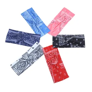 Set of 6 colorful paisley print stretch headbands, wide cross twist hair bands for women daily wear.