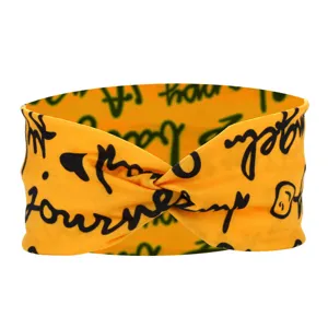 Gelbes Twist-Stirnband aus Baumwolle elastisches Sport Haarband atmungsaktiv Yoga Zubehoer