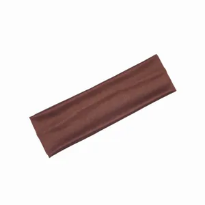 Brown wide yoga headband detail, stretch athletic hair band for running and workout fitness.