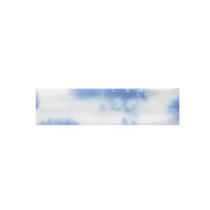 Blue white tie dye headband, sweat absorbent cotton stretch yoga hair band for women.