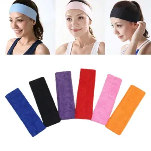 Bandeau de Sport Absorbant la Transpiration Couleur Unie Tricoté Acrylique Elastique pour Yoga Course Fitness Femmes Hommes Accessoires de Cheveux