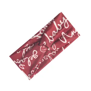 Baumwoll Sport Yoga Stirnband mit Buchstaben Druck, breites gedrehtes Design.