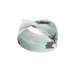 Camouflage twist yoga headband, stretchy sweat-wicking workout hair band for women.