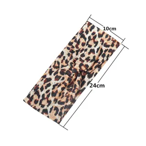 Leopard print knotted headband with 24x10cm size, stretchy yoga hair band for women daily wear.